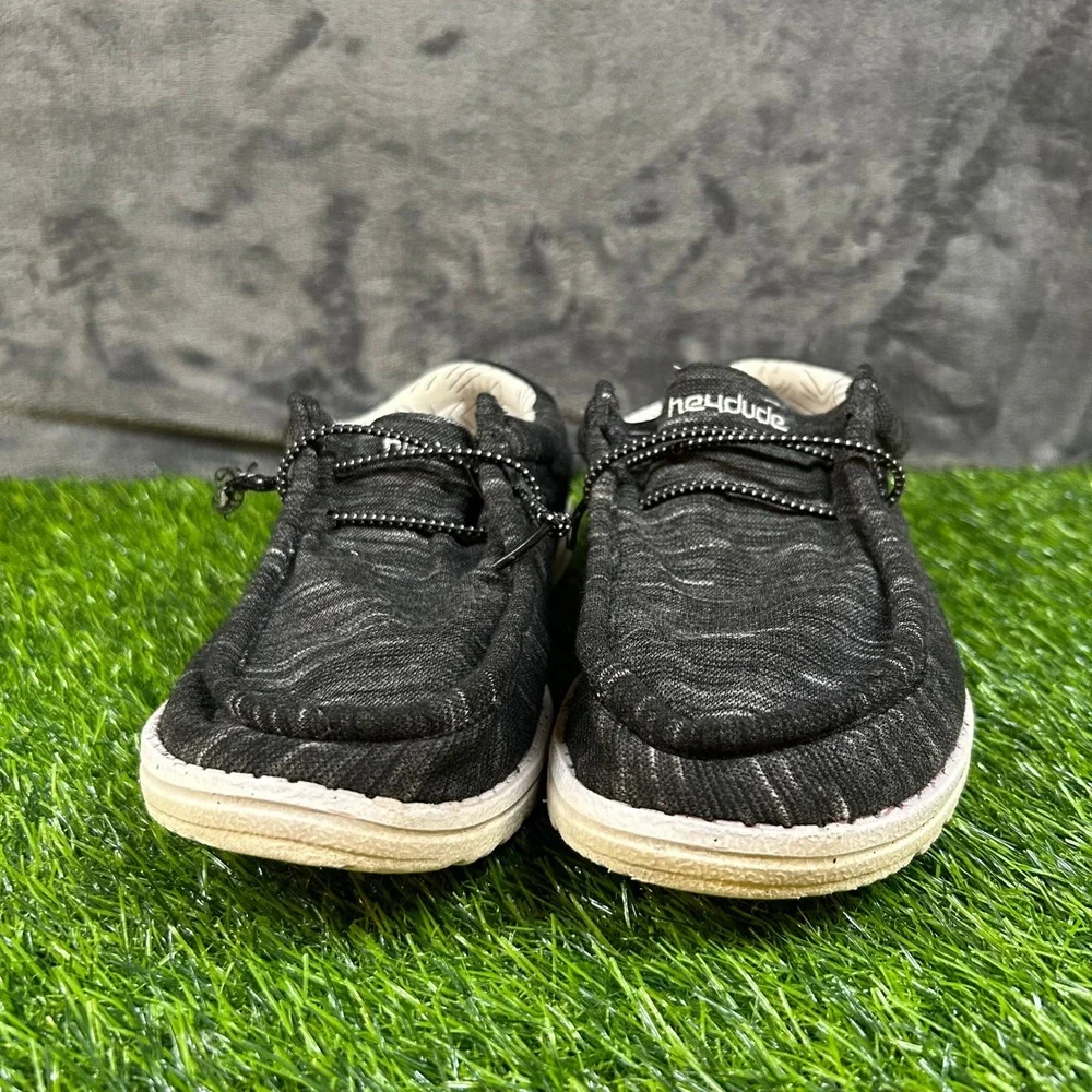 Hey Dude Wally Stretch Shoes Slip On Loafers Comfort‎ Casual Black Womens size 7